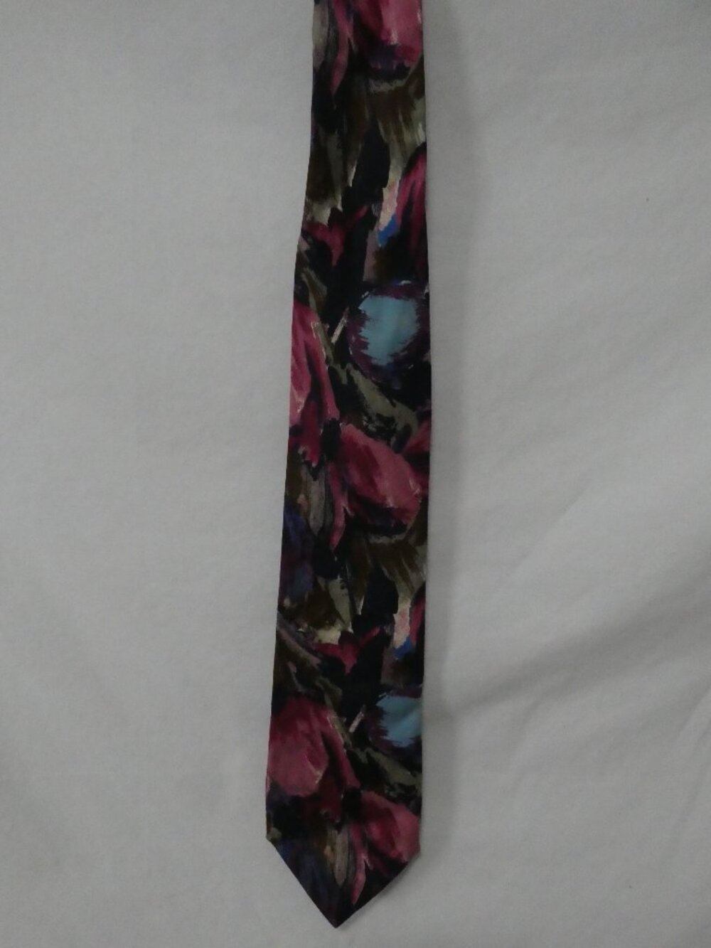 Vintage ALLEN MILANO Pure Silk Floral Abstract Men's Necktie